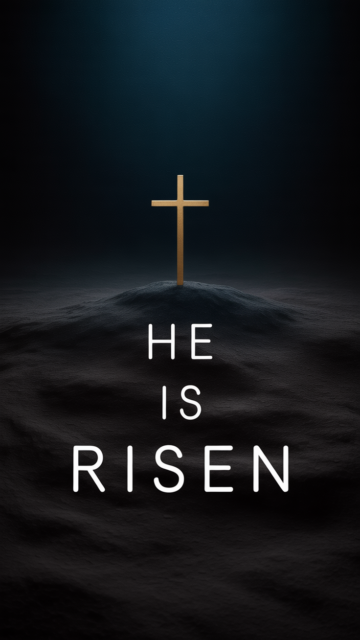 He Is Risen Gold Cross Dark Phone Wallpaper V1 - Free Christian Wallpaper