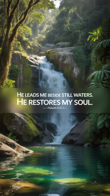He Leads Me Beside Still Waters Psalm 23 2 3 Waterfall Phone Wallpaper V1 - Free Christian Wallpaper