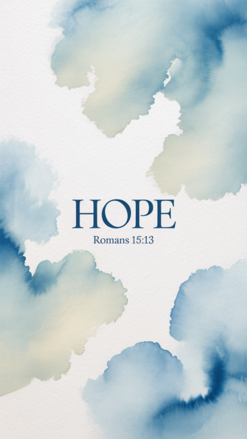 Hope Scripture Watercolor Blue Phone Wallpaper V8 - Free Christian Wallpaper