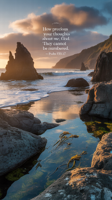 Precious Thoughts Psalm 139 17 Coastal Phone Wallpaper V1 - Free Christian Wallpaper
