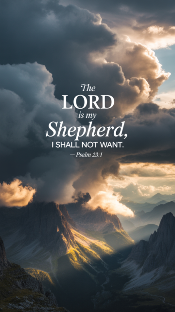 Psalm 23 1 Dramatic Mountain Clouds Phone Wallpaper V2 - Free Christian Wallpaper