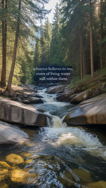 Rivers Of Living Water John 7 38 Phone Wallpaper V2 - Free Christian Wallpaper