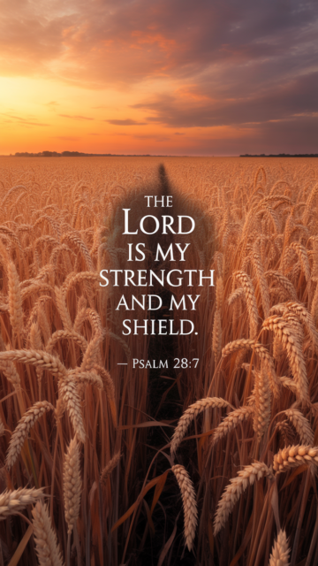 The Lord Is My Strength And Shield Psalm 28 7 Wheat Field Phone Wallpaper V1 - Free Christian Wallpaper