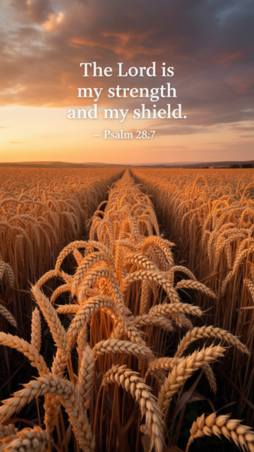 The Lord Is My Strength And Shield Psalm 28 7 Wheat Field Phone Wallpaper V2 - Free Christian Wallpaper