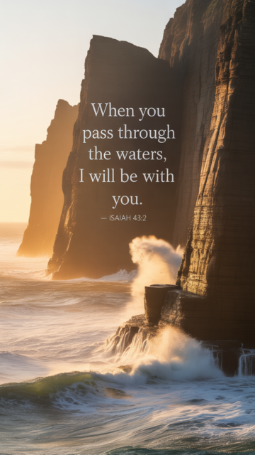 When You Pass Through The Waters Isaiah 43 2 Phone Wallpaper V3 - Free Christian Wallpaper