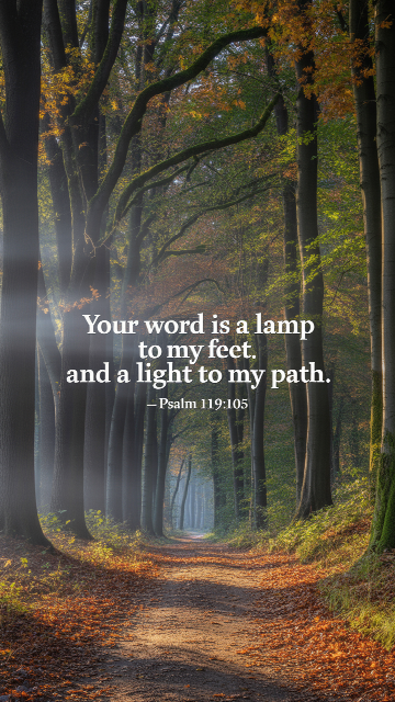 Your Word Is A Lamp Psalm 119 105 Forest Path Phone Wallpaper V2 - Free Christian Wallpaper