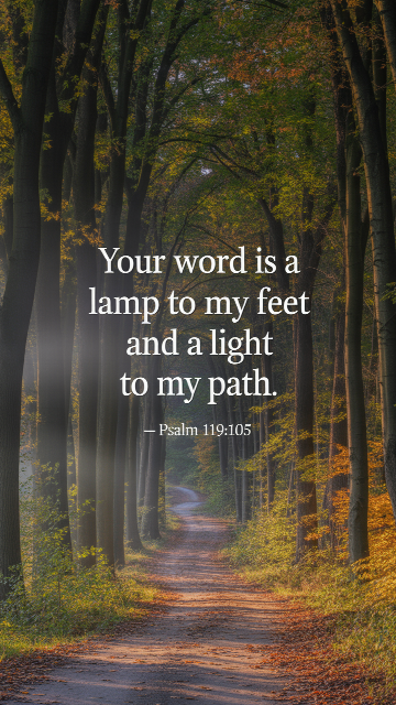 Your Word Is A Lamp Psalm 119 105 Forest Path Phone Wallpaper V3 - Free Christian Wallpaper