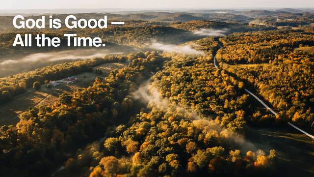 God Is Good All The Time Aerial Autumn Forest Close Wallpaper 2 - Free Christian Wallpaper
