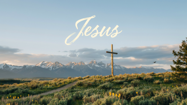 Jesus Cross Wildflower Meadow Mountains - Free Christian Wallpaper
